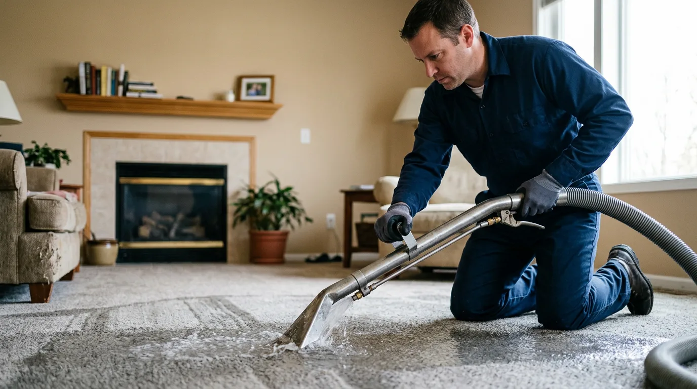 Water damage restoration technician working near Troy, WV
